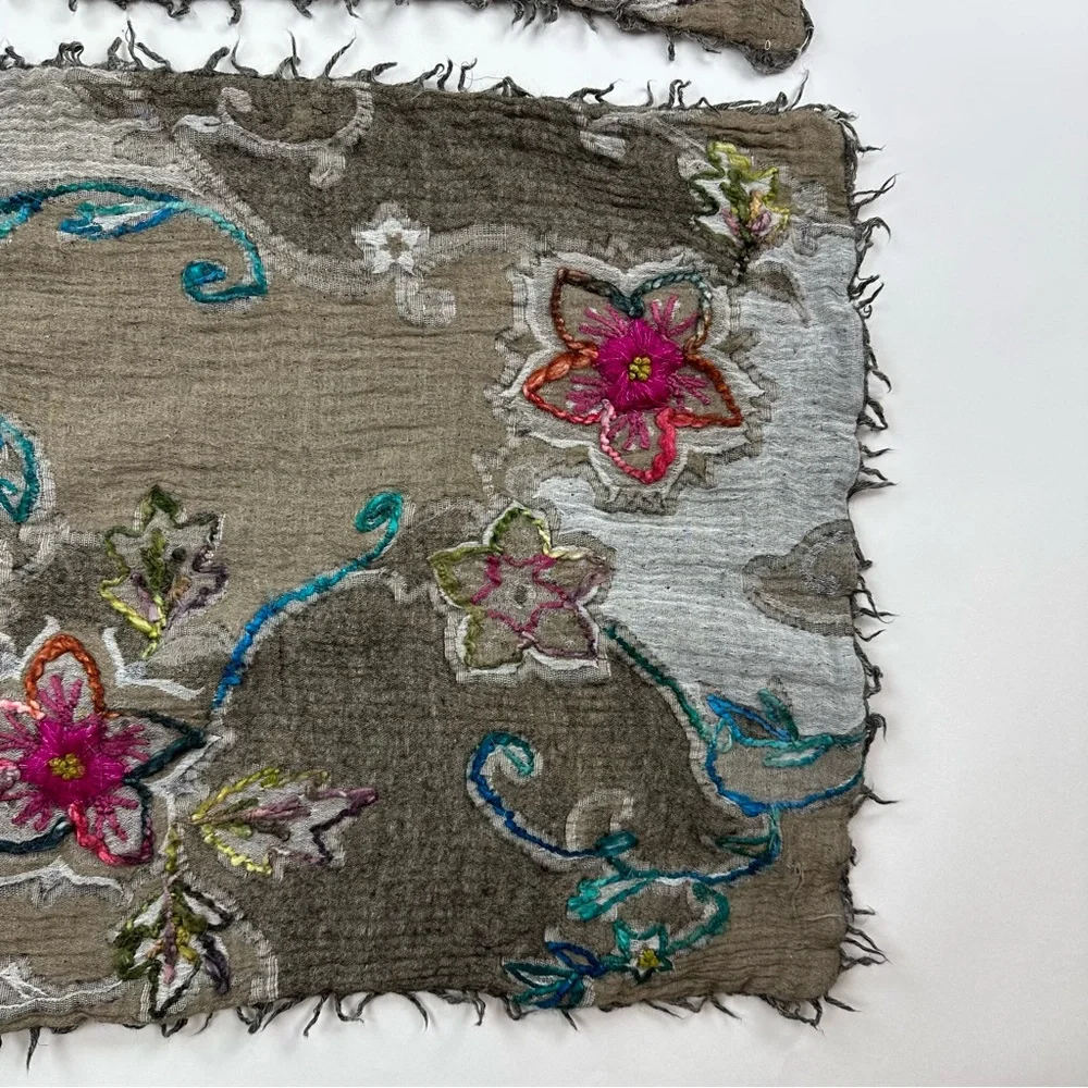 Soft Surroundings Artsy Floral Embroidered Unique Pillow Case Shams